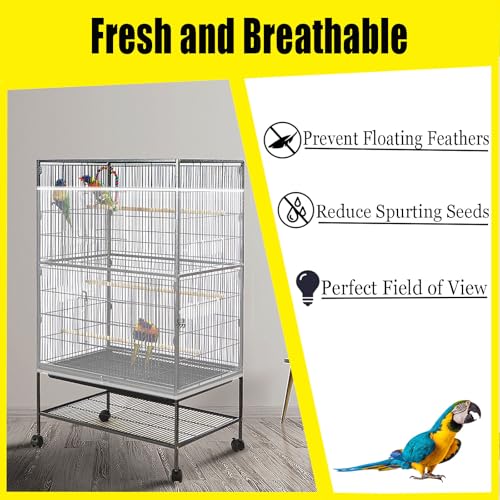 Gaiola de pássaro, captador de sementes, grande, ajustável, capa de rede de gaiola de pássaro, prote