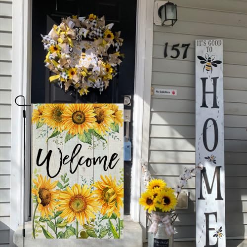 Crowned Beauty CF453-12 Summer Garden Flag Welcome Sunflower 12X18 Inch Small Double Sided thumb #2