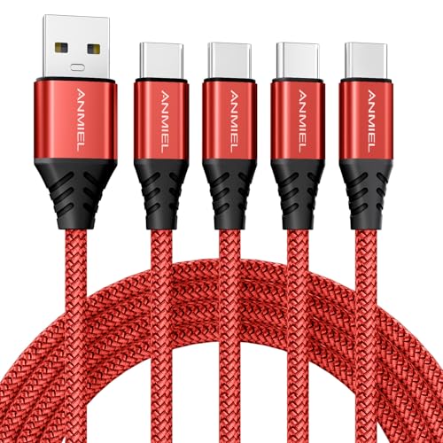 ANMIEL USB C Cable [4-Pack/10ft] 3.1A USB-C Fast Charging Cable, USB Type C Charger Cord Nylon Braided Data Cable QC 3.0 Sync Cord for Samsung Galaxy S20 S10 S9 Note10 9,Huawei,Google etc
