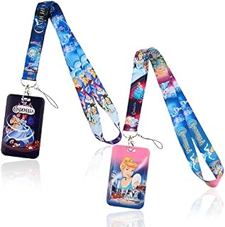USCW Princess Lanyard with ID Badge Holder,Neck Strap Card Case Cinderella Princess Lanyard with Detachable Card Holders for Office School Supplies,ID Card,Keys