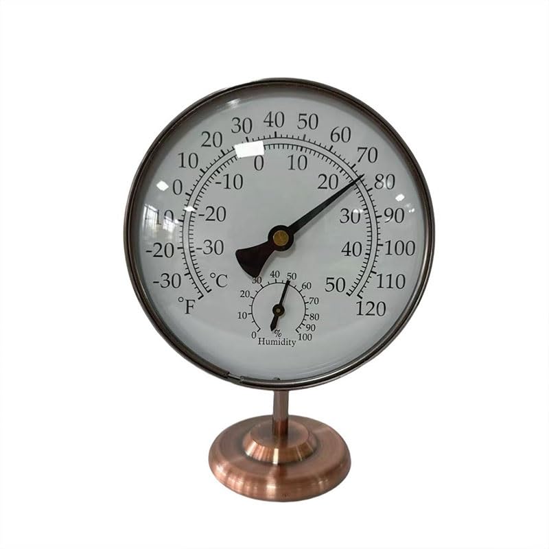 Copper Watch 10cm Seat Type Indoor and Outdoor Bronze Thermometer