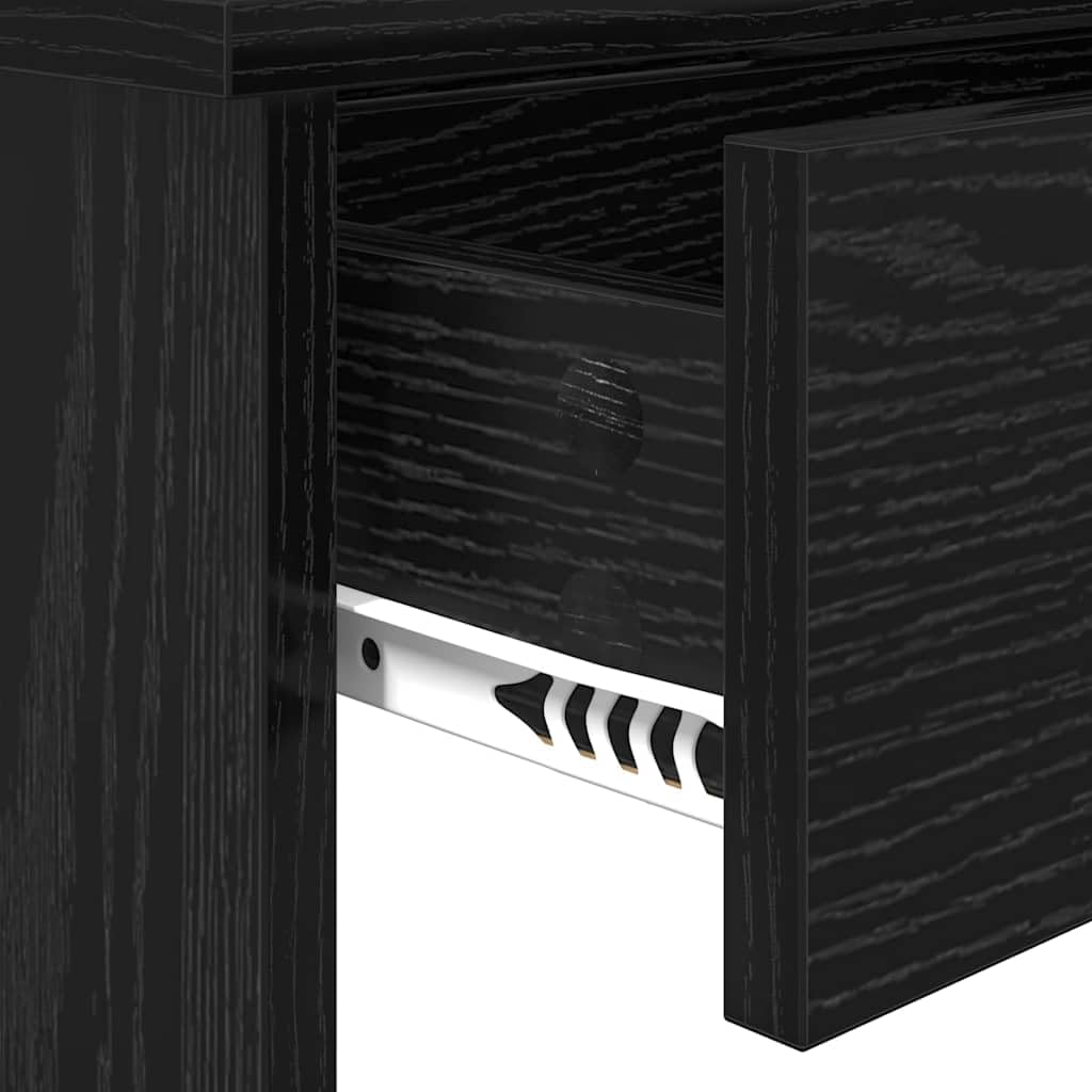 Générique Schminktisch mit Spiegel, Eiche, Schwarz, 96 x 142 cm | Glattes Holz, Regale aus Brettern, ausziehbare Schubladen, einfache Reinigung