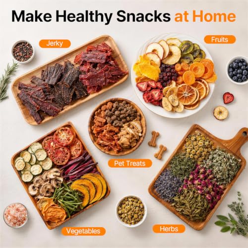 Image of HOPERAN 14 Tray Food Dehydrator Machine for Jerky, Fruit, Herb & Dog Treats | Stainless Steel, Digital Temperature & Timer Control, 2 Fans 800W, Quiet <48dB, Including 2 Mesh Screens & 1 Fruit Roll Tray