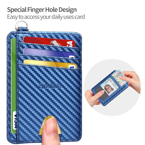 Image of Slim Minimalist Front Pocket Wallet, RFID Blocking Credit Card Holder Wallet with Detachable D-Shackle for Men Women