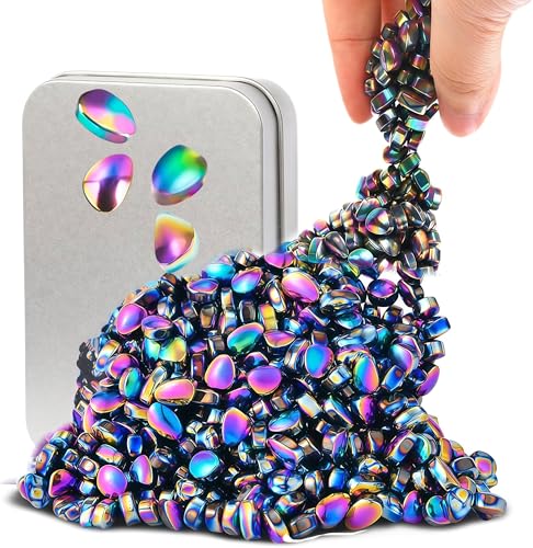 Kezidhp 550+pcs Aimants en Colorées – Jeu Magnétique Antistress pour Adultes et Adolescents, Jouet Fidget Relaxant en Hématite avec Boîte Métallique,...