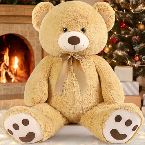 MorisMos XXL Oso de Peluche Gigante, 120cm Albaricoque Osito Peluche Grande Kawaii Suave Oso 1.2m Teddy Bear Regalo para Niños Novia Cumpleaños San Valentín Decoración