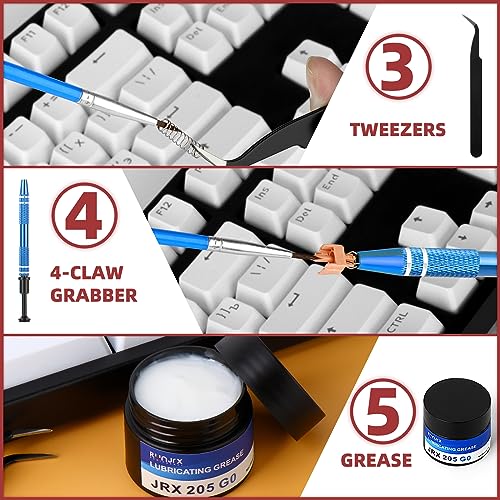 Image of RUNJRX Keyboard Lube Kit JRX 205G0 0.53oz /15g for Mechanical Keyboard Switch Lube, Keyboard Removal Tool with Keycap Puller,Switch Puller,Tweezers(6 Pcs)