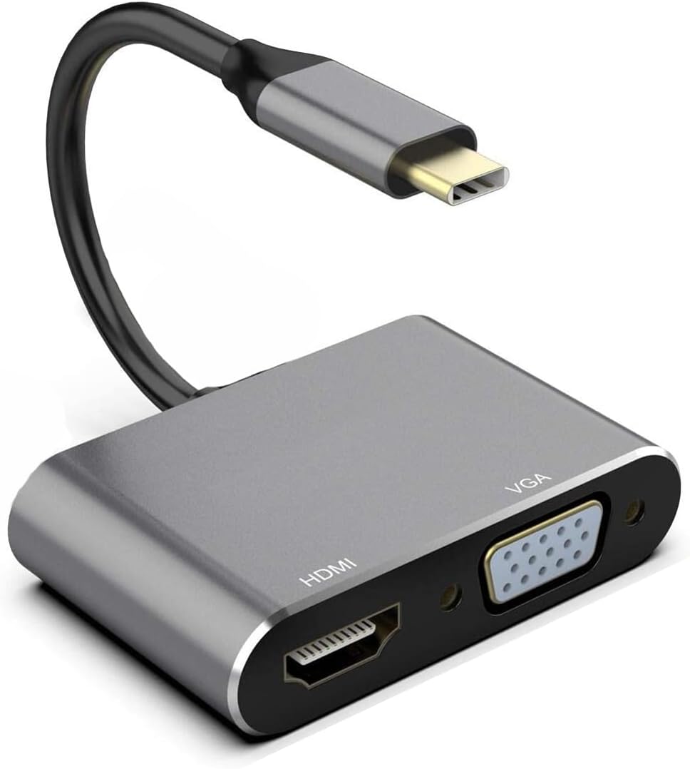 Video Splitter USB C to HDMI VGA Adapter Compatible with Samsung Galaxy S23 S24 Ultra Plus - HDTV Cable TV Video Hub Projector Converter