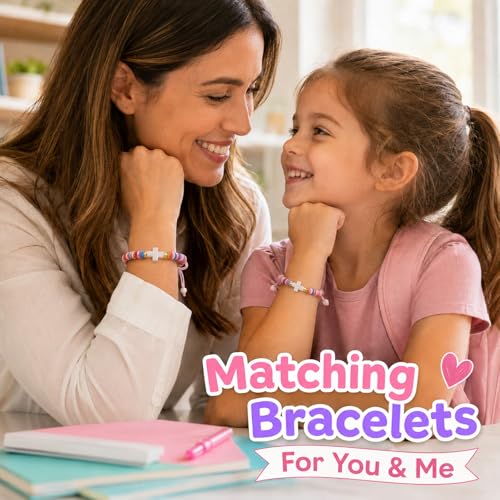Image of First Day of School Matching Heart Bracelets for Mommy and Me,Back to School Supplies Gifts Mother and Daughter Bracelets