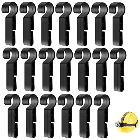 Pack of 20 Headlight Clip Protective Helmet Headlamp Clip Helmet Clips for Headlights Black Headlamps Clips Hardhat Headlight Hook Suitable for All Types of Headlights, Protective Helmet Cover