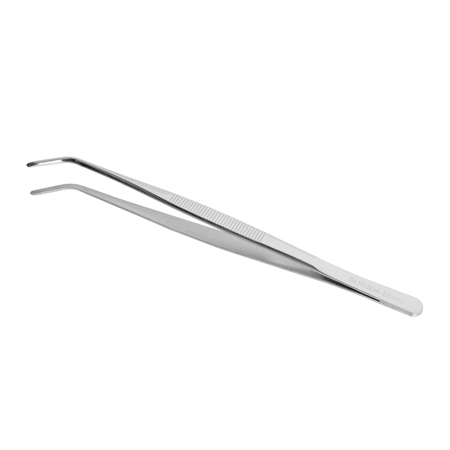 Aoje Link-Electric Silver Aoje-Link 304 Stainless Steel Tweezers With Curved Serrated Tip Sewing Machine Electronic Repair Tweezers Pliers Multi-Purpose Tweezers Tool Pliers 1Pcs