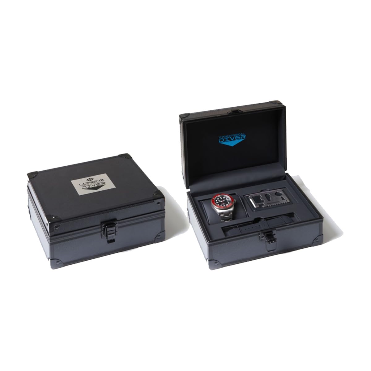 Lorenz Full Titanium Automatic LZ 030212CC Orologio da uomo subacqueo con movimento automatico con cassa e cinturino in titanio, Box set con cinturino in gomma in omaggio