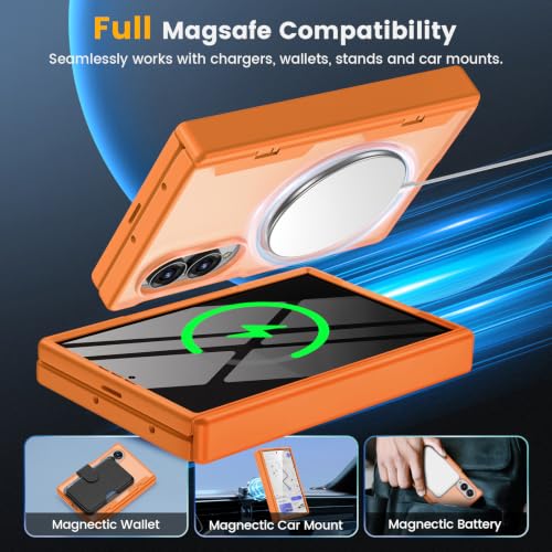 Magnetic for Samsung Galaxy Z Fold 8 Case with Hinge Protection Orange - image 4