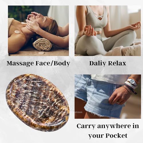 Image of Amazing Gemstone Aragonite Worry Stone Crystals and Healing Stones - Worry Stones for Stress Relief Gift - Piedra Crystal Fidget for Meditation, Relaxation - Unique Stocking Stuffers & Birthday Gifts