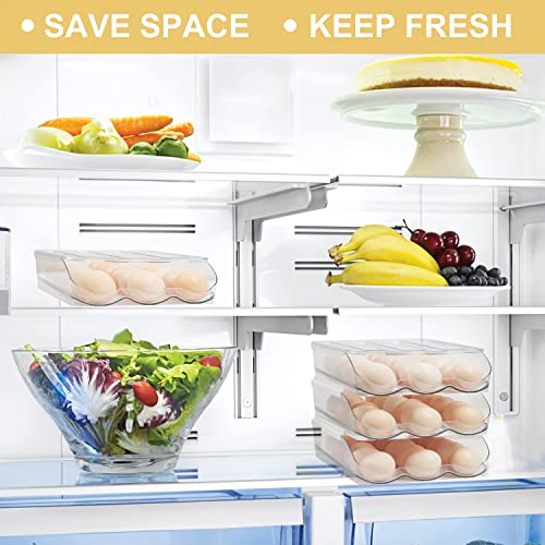 Walnutt Kitchen Rolling Egg Container For Refrigerator With Lid, 36 Large Capacity Egg Holder For Refrigerator,Egg Storage Container Organizer,Egg Tray For Refrigerator (2 Layer) #TOP5