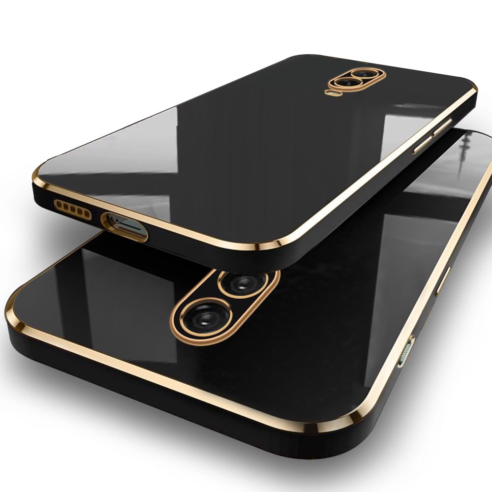 TheGiftKart Luxurious Golden-Plated Back Cover Case for OnePlus 6T | Raised Lips for Camera & Screen Protection | Shockproof Design | Stylish Back Cover Case for OnePlus 6T (TPU, Black) (B0CSXHWM9K) Amazon Price History, Amazon Price Tracker