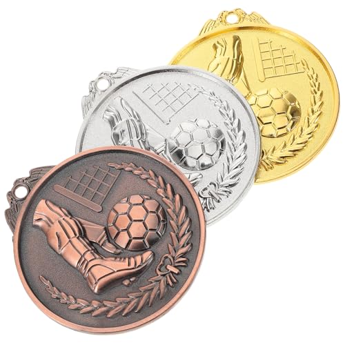 ULTECHNOVO 3pcs Zinc Alloy Soccer Medals Set Gold Silver Bronze