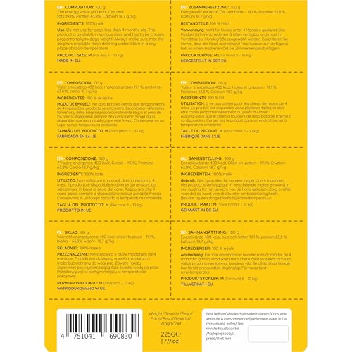WOW BITES Premium Kaukäse für Hunde – Langer Kauspaß aus natürlicher Milch – Kaukäse Hundeknochen - Mittel Käsestangen – (225 g, 3er Pack, M)