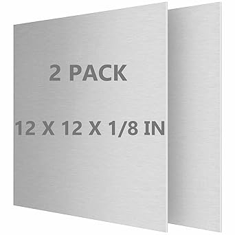 2Pack 6061 T651 Aluminum Sheet Metal 12 x 12 x 1/8(0.125?) Inches Flat Plain Aluminum Plate Covered with Protective Film, Heat Treatable Rectangle 3mm Aluminum Metal Plate for Crafting, Industrial