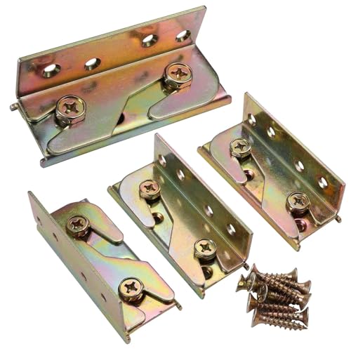 Image of 4Pcs Bed Rail Brackets Heavy Duty Fastener Screws Included Bed Rail Fittings