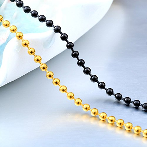 Ifuaqz Titanium Stainless Steel Bead Chain Necklace For Men Women Titanium Small Beads Ball Link Chains Black 3Mm-24Inch #TOP4