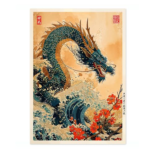 Poster Anime Dragon de l'Ouest Estampes Art Murial Edo Lmovutcom Toile Non Encadré