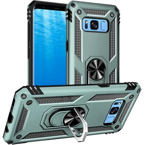 Coque Samsung Galaxy S8 militaire antichoc vert foncé avec béquille anneau de dos