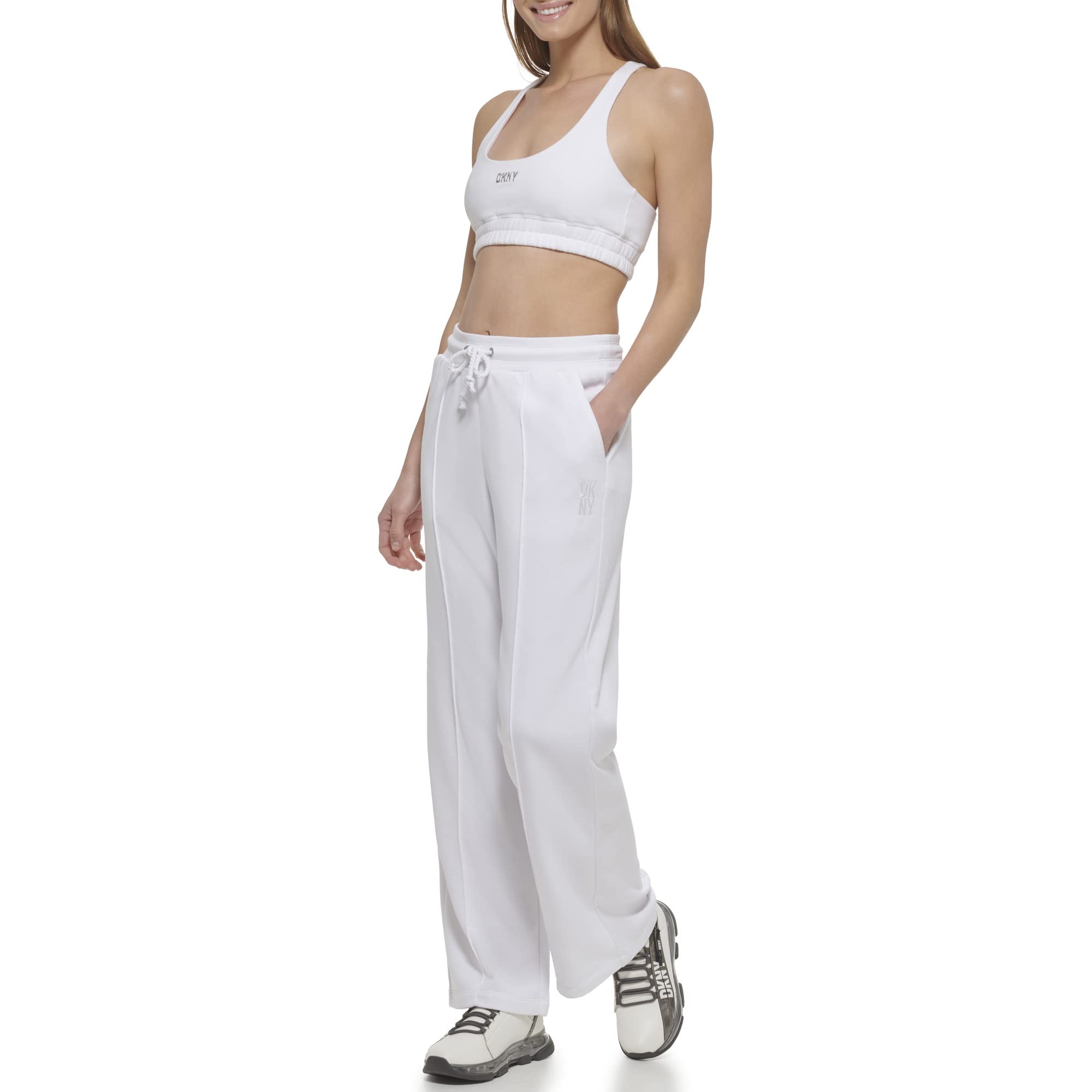 DKNY Womens Tonal Stacked Logo Pant Wide Leg