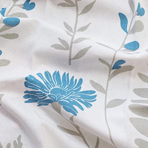 Image of Tranquebar Curtain Co. Window Curtains 5 Feet, 60-65% Room Darkening, Blue Floral Print, Cotton Curtains for Window, Cotton Curtains 5 Feet Long Set of 2, BackTab Loops, Mazzo (152 cm) - Set of 2