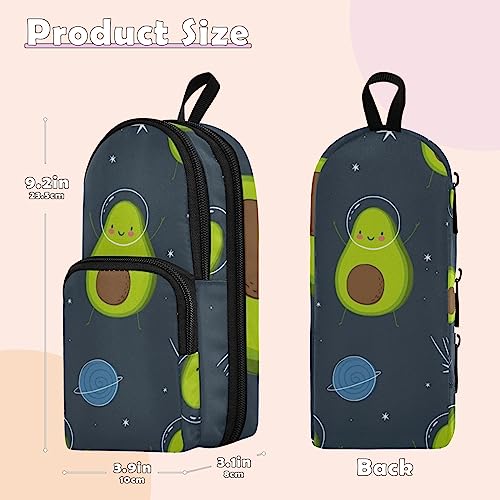Image of ZAZYXTJ Standing Large Capacity Pencil Case 3 Compartment Pen Pouch Storage Canvas Makeup Bag for School Office Teen Girl Boy Men Women (Avocado)