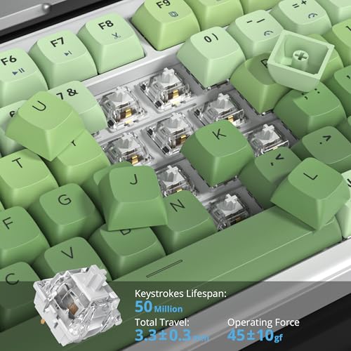 Image of 75% Creamy Mechanical Keyboard Green, Hot Swap RGB Gaming Key Board with Knob, Gasket Mount Wired TKL Keyboard 75 Percent, Pre-lubed White Switch Creamy Sounding Keyboards (82 Matcha)