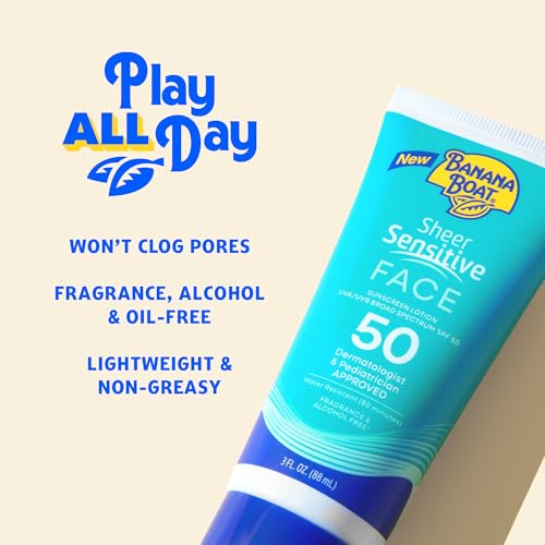 Image of Banana Boat Sheer Sensitive Face Sunscreen Lotion, SPF 50, 3oz