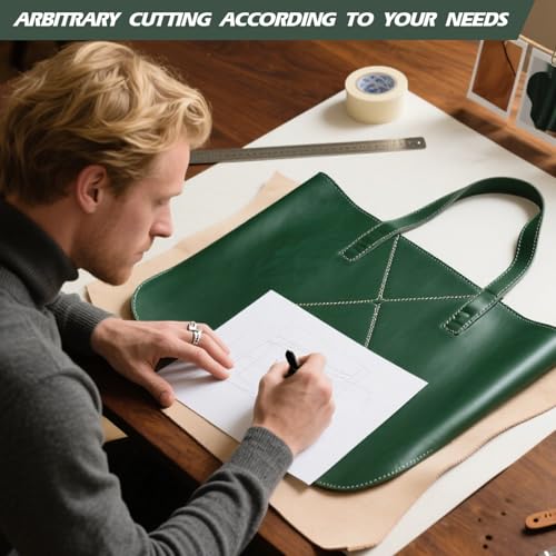 Image of RingSun 12''X24'' Green Leather Sheets for Crafts (2mm), Full Grain Leather Tooling Leather