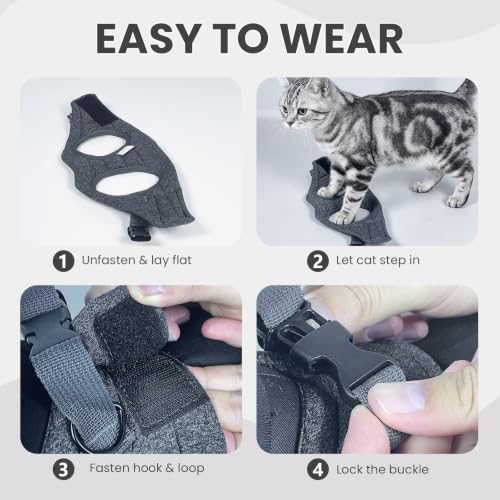 Image of HEYWEAN Cat Harness and Leash - Ultra Light Escape Proof Kitten Collar Cat Walking Jacket with Running Cushioning Soft and Comfortable Suitable for Puppies Rabbits