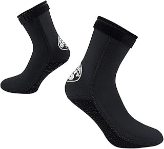 GREUS 3mm Neoprene Wetsuit Socks Thermal Anti-Slip Scuba Diving Socks Fins Socks Water Dive Snorkeling Socks for Men Women Swimming Sailing Kayaking Surfing Water Sports Socks Booties (Black, M)
