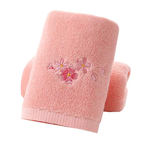 Tinymumu Hand Towel Set Of 2 Flower Pattern Soft Absorbent 100% Cotton Towels For Bathroom 13.4 X 28.3 Inch (Pink) #TOP19