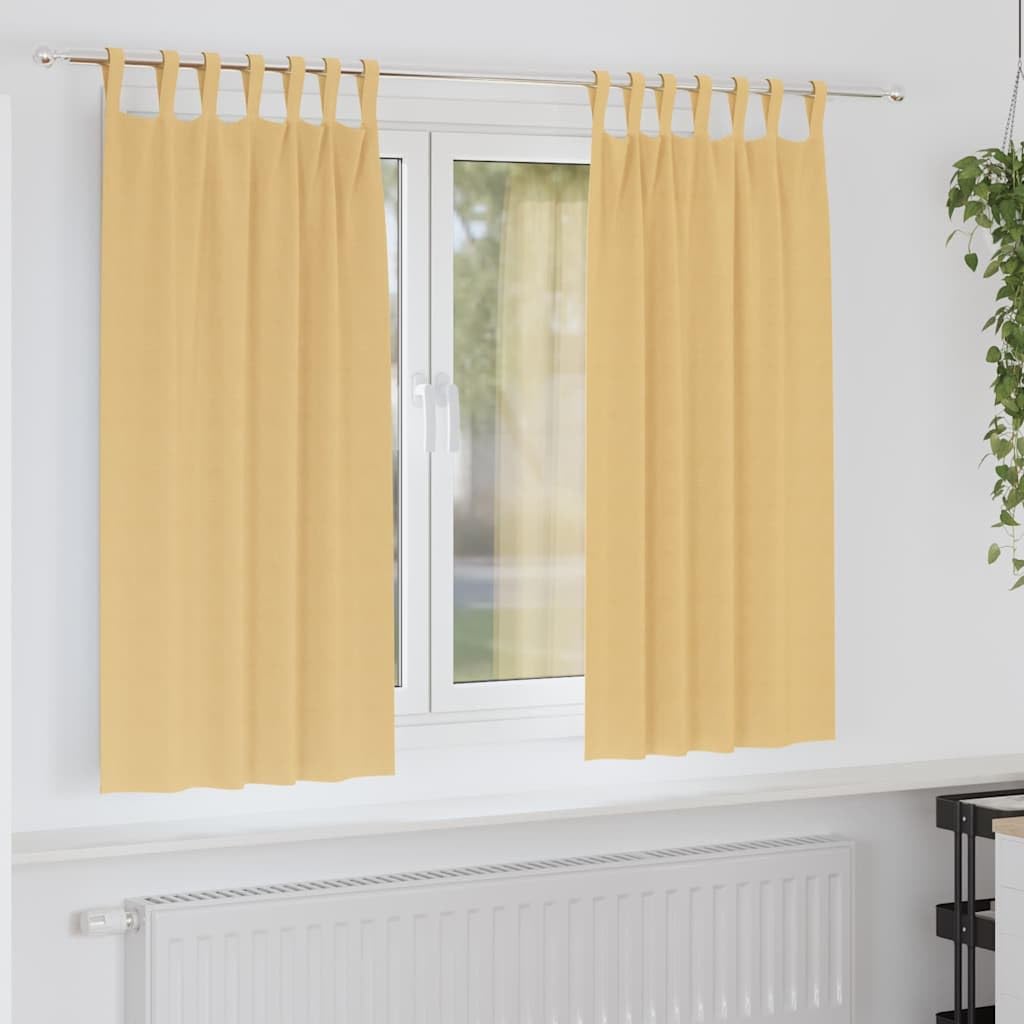Set di 2 tende oscuranti con occhielli, in poliestere, colore beige, 175 x 140 cm, oscuranti, per soggiorno, camera da letto e ufficio, divisorio termico