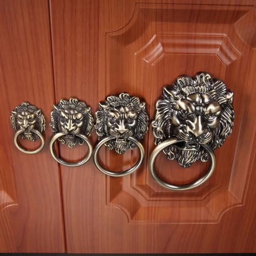 Perilla de cabeza de león con anillo de bronce para embellecer cajones 4