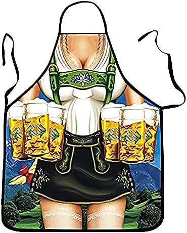 MOLDTAS Oktoberfest Apron Dirndl Apron for German Oktoberfest Party Costume, Novelty Apron for Woman Female Funny Apron for Kitchen Cooking BBQ Baking