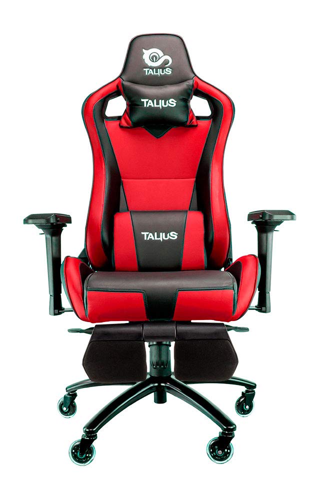 TALIUS, TECH 4 U TAL-CAIMAN-RED Caiman Silla Gaming Profesional con reposapiés Extraible, Inclinación y Altura Regulable, reposabrazos 4D Ajustables (Rojo)