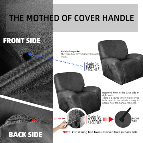 Image of ANARACHON Recliner Chair Covers Leather Like, 4 Pieces Recliner Cover for Recliner Chair, Soft Sofa Slipcover Furniture Protector Washable Sofa Cover for Pets Kids (X-Large, Light Gray)
