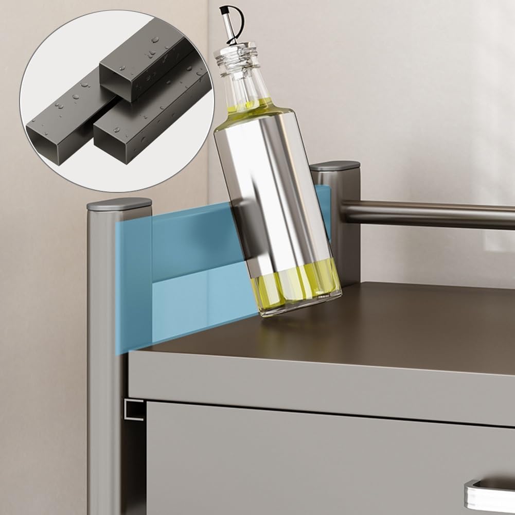 Microwave Oven Rack Storage Organizer with Drawer，2 Tier Microwave Shelf Freestanding Shelf for Kitchen Countertop