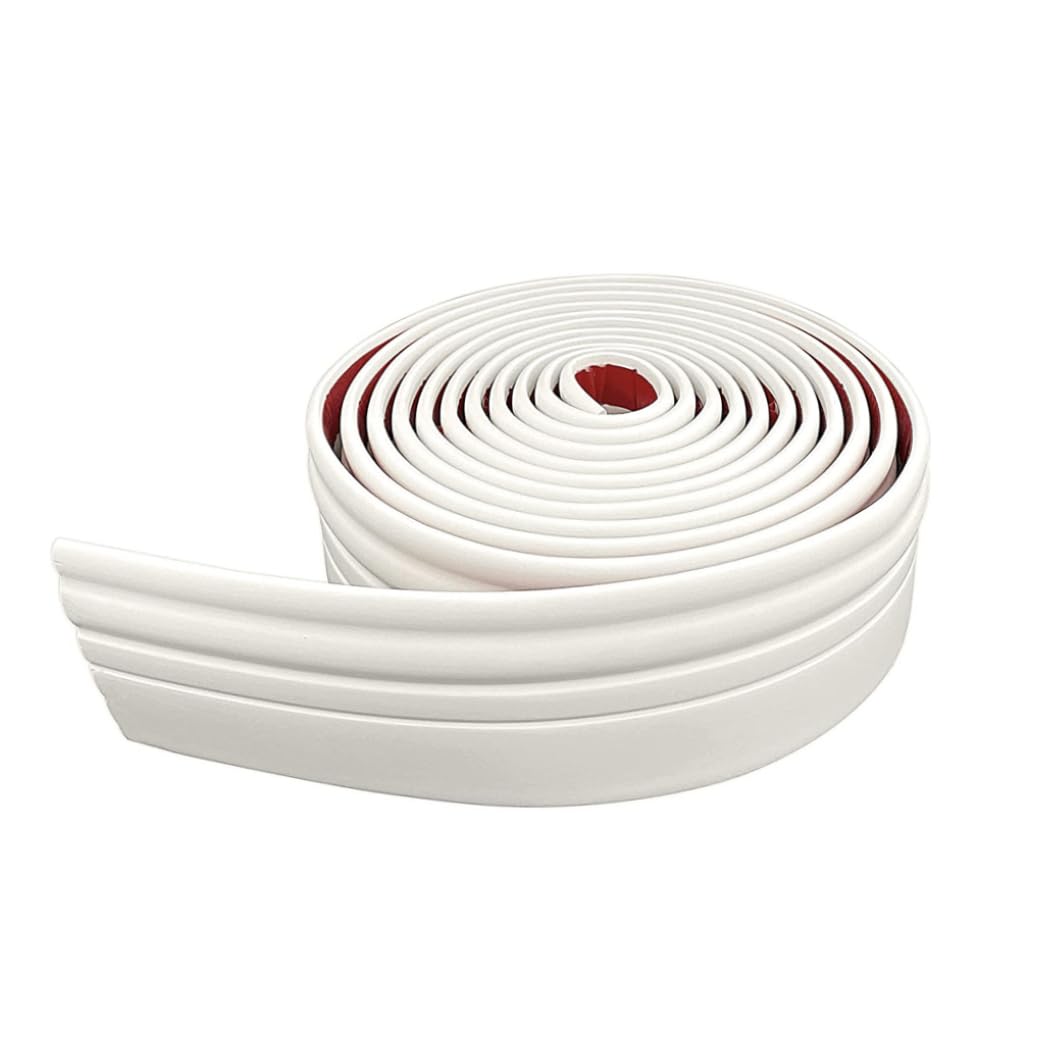 Base de vinilo de vinilo autoadhesivo de 4 pulgadas, moldura de goma flexible de 16.4 pies blanca