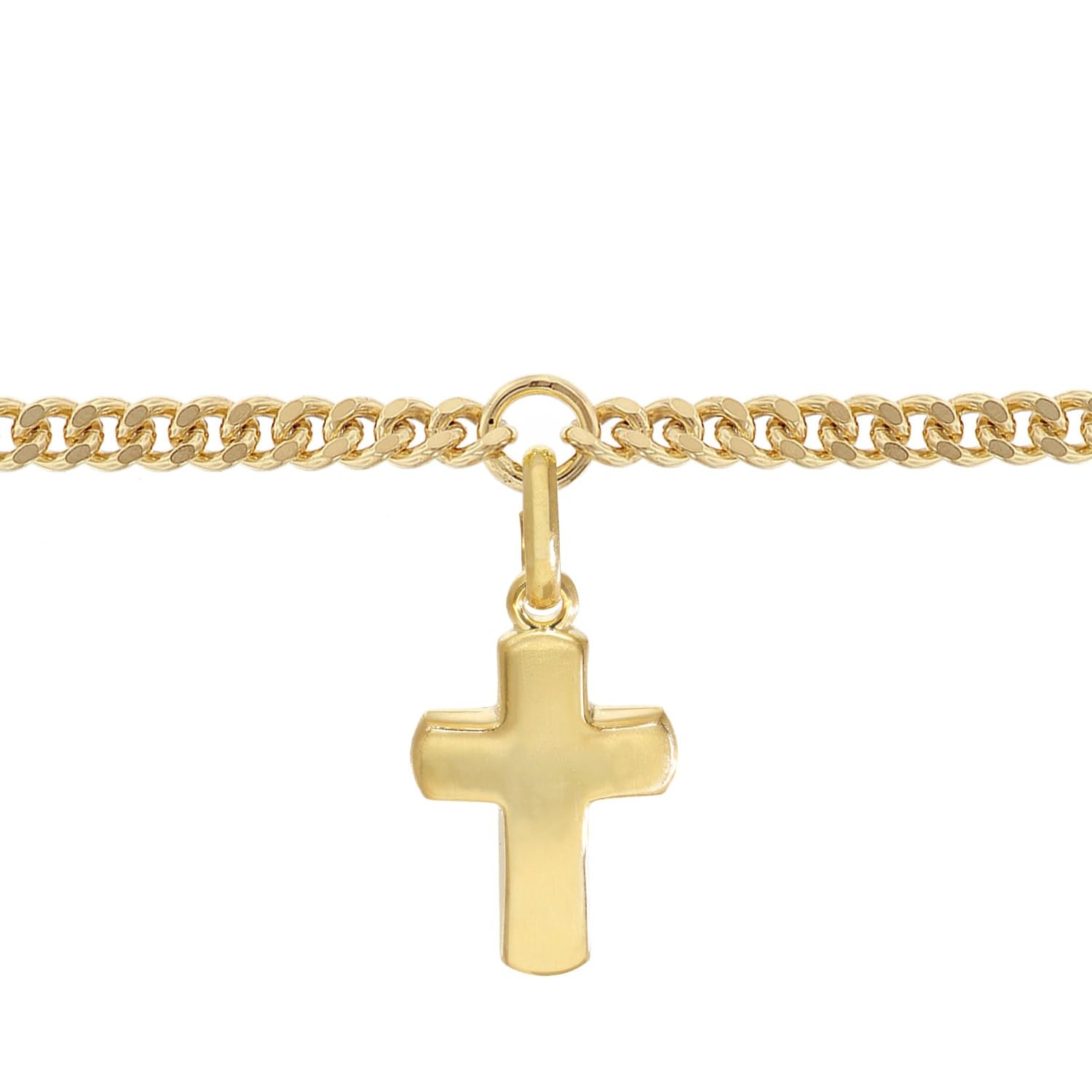 trendor Bracciale da ragazza con croce, argento 925, placcato oro, maglia a catena 21581