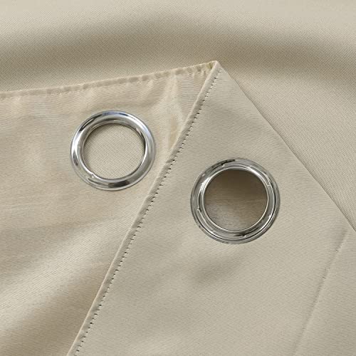 Image of GYROHOME Faux Silk Room-Darkening Blackout Curtains (Beige Liner) Solid Window Treatment Drapes for Bedroom Living Room, Thermal Insulated Ring Top (2Panels, 46x90inch,Light Gold)