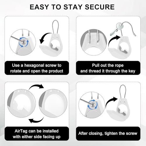 Image of Keychain Holder Case - Waterproof Shockproof Protective Air Tag Key Chain Cover with Steel Wire Cable, Anti-Lost Accessory Compatible with Air for Keys, Luggage, Backpack, Pets