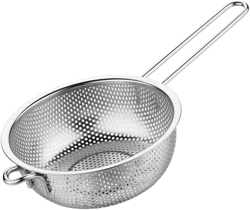 DOITOOL Single Handle Colander Basket 17.71 Inch Kitchen Strainer Filter Basket for Draining Fried Food Vegetables Fruits with Micro-Porous Design