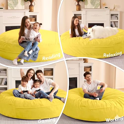 Image of HABUTWAY XX-Large Bean Bag Chair: Giant 7' Memory Foam Furniture Bean Bag Chairs for Adults with Microfiber Cover 7Ft (Mustard)