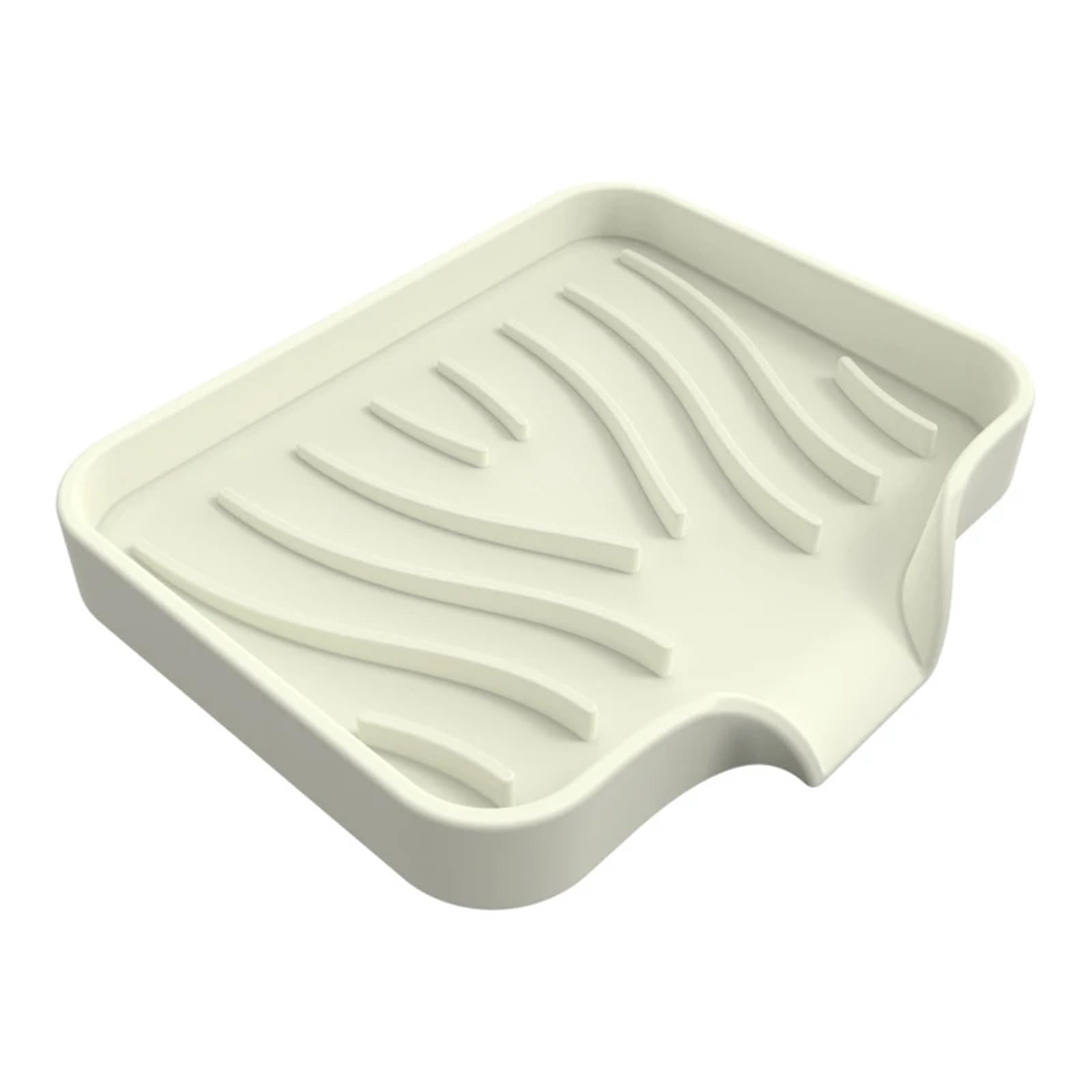 3Pcs Silicone Soap Dish For Bathroom Self Draining Bar Holder Kitchen Sink Sponge Drain Pad Countertop Dispenser for Soap(Rice white)