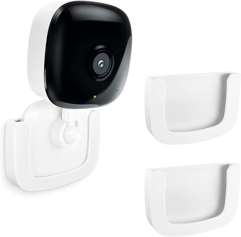 2 Pack Self-Adhesive Wall Mount Holder Fits for Kasa Smart Security Camera EC60,KC400,No Drilling Easy Installation Window Mount Camera Brackets fits for TP Link Smart Spot Camera,White